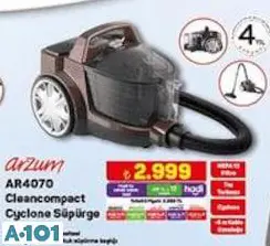 ARZUM AR4070 CLEANCOMPACT CYCLONE SÜPÜRGE 890 W ARZUM AR4070 CLEANCOMPACT CYCLONE SÜPÜRGE 890 W